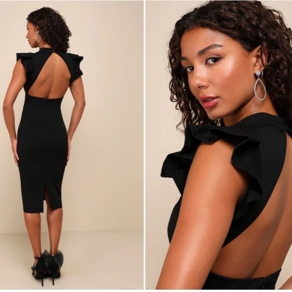 LULU's Wedding Sexy Date Night Cocktail Classy Bodycon Midi Dress NWOT - Picture 4 of 4